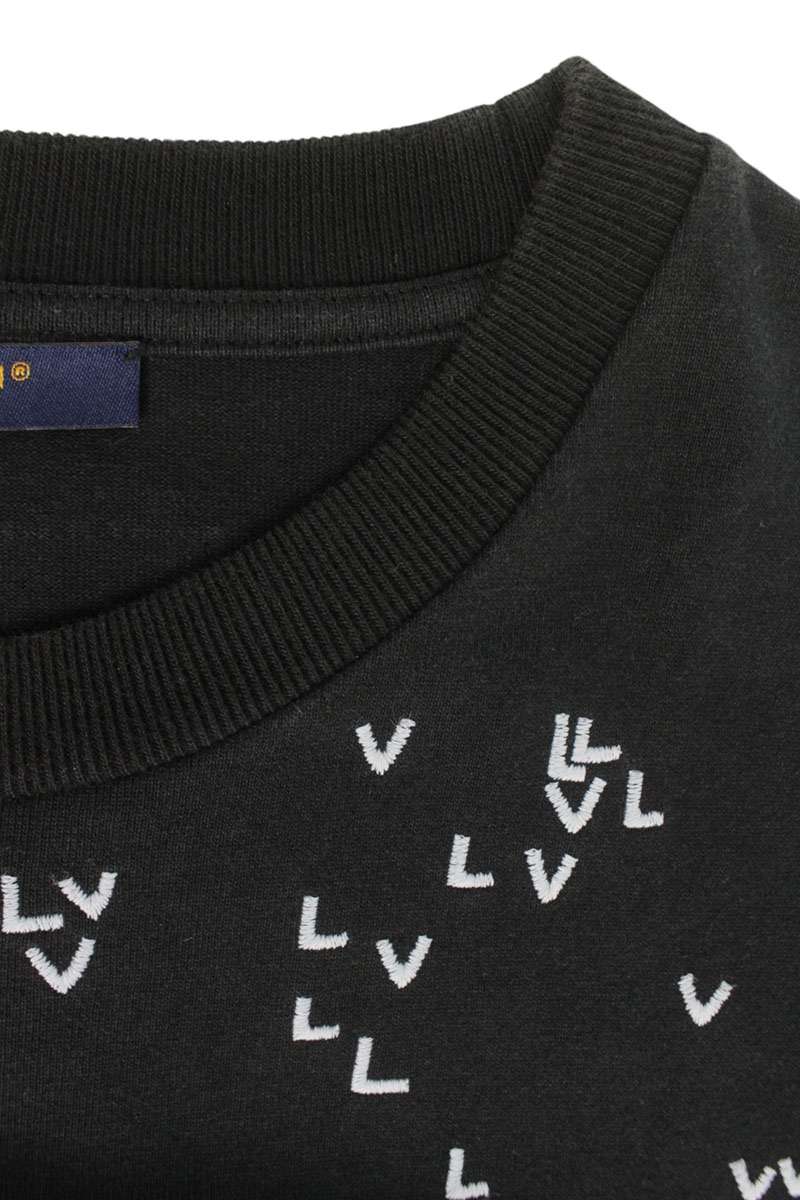 LOUISVUITTON LV Spread Embroidered Cotton Tee Black Size L