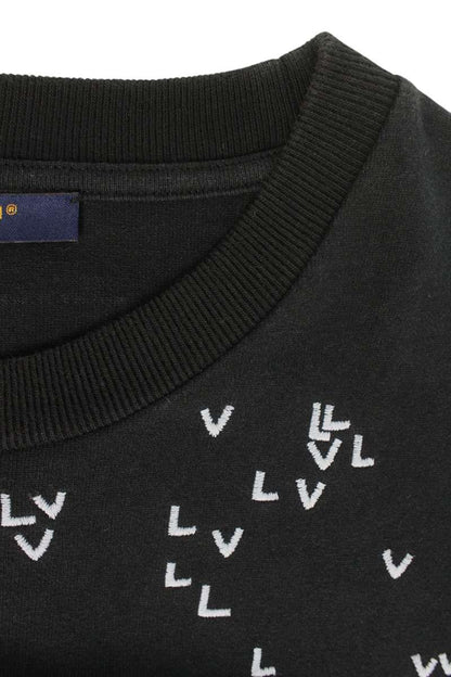 LOUISVUITTON LV Spread Embroidered Cotton Tee Black Size L