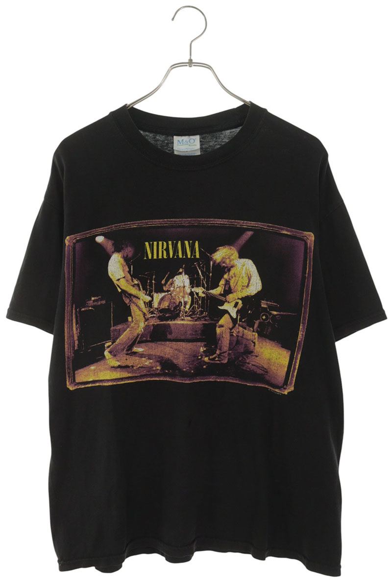 VINTAGE Nirvana Print T-Shirt Black Cotton Size L