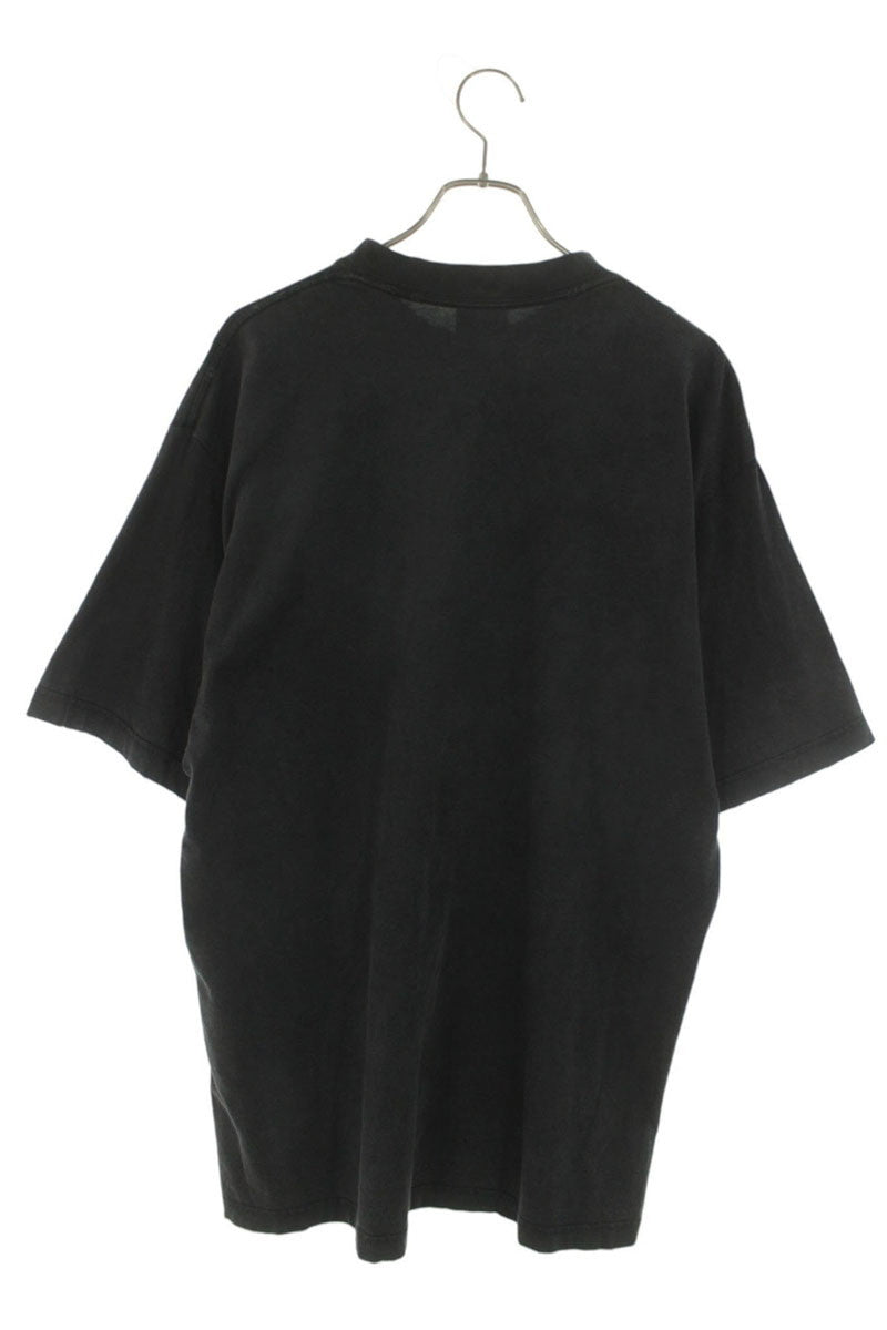 BALENCIAGA Logo Paint Distressed Cotton Tee Black Size XS