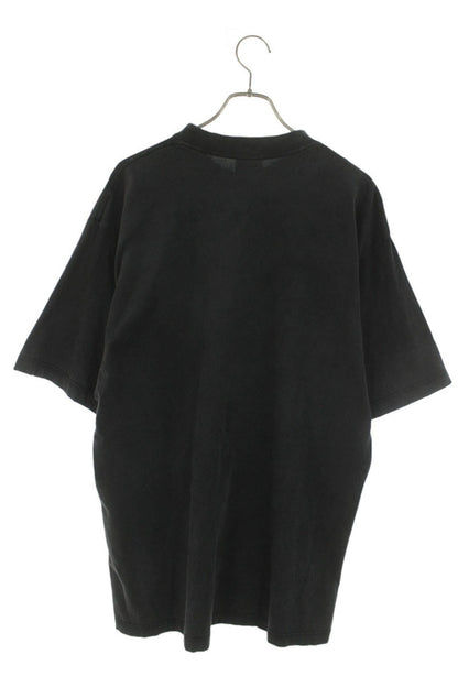 BALENCIAGA Logo Paint Distressed Cotton Tee Black Size XS