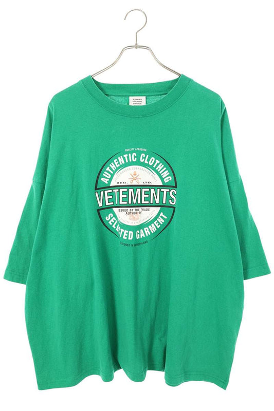 VETEMENTS Beer Badge Print T-Shirt Green Size S