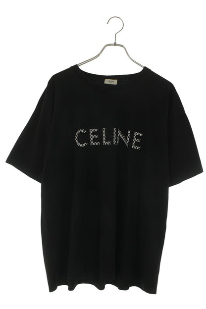 CELINE 21AW Checker Studs Logo T-Shirt Black Size XXL