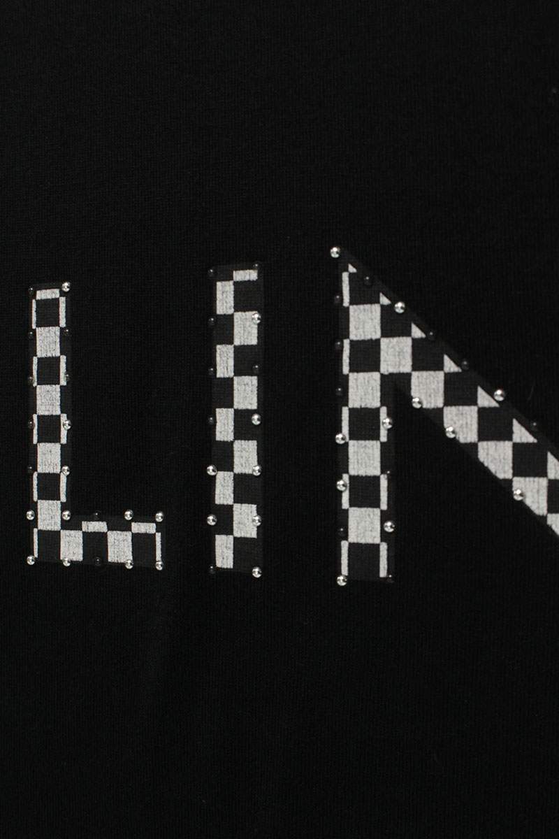 CELINE 21AW Checker Studs Logo T-Shirt Black Size XXL