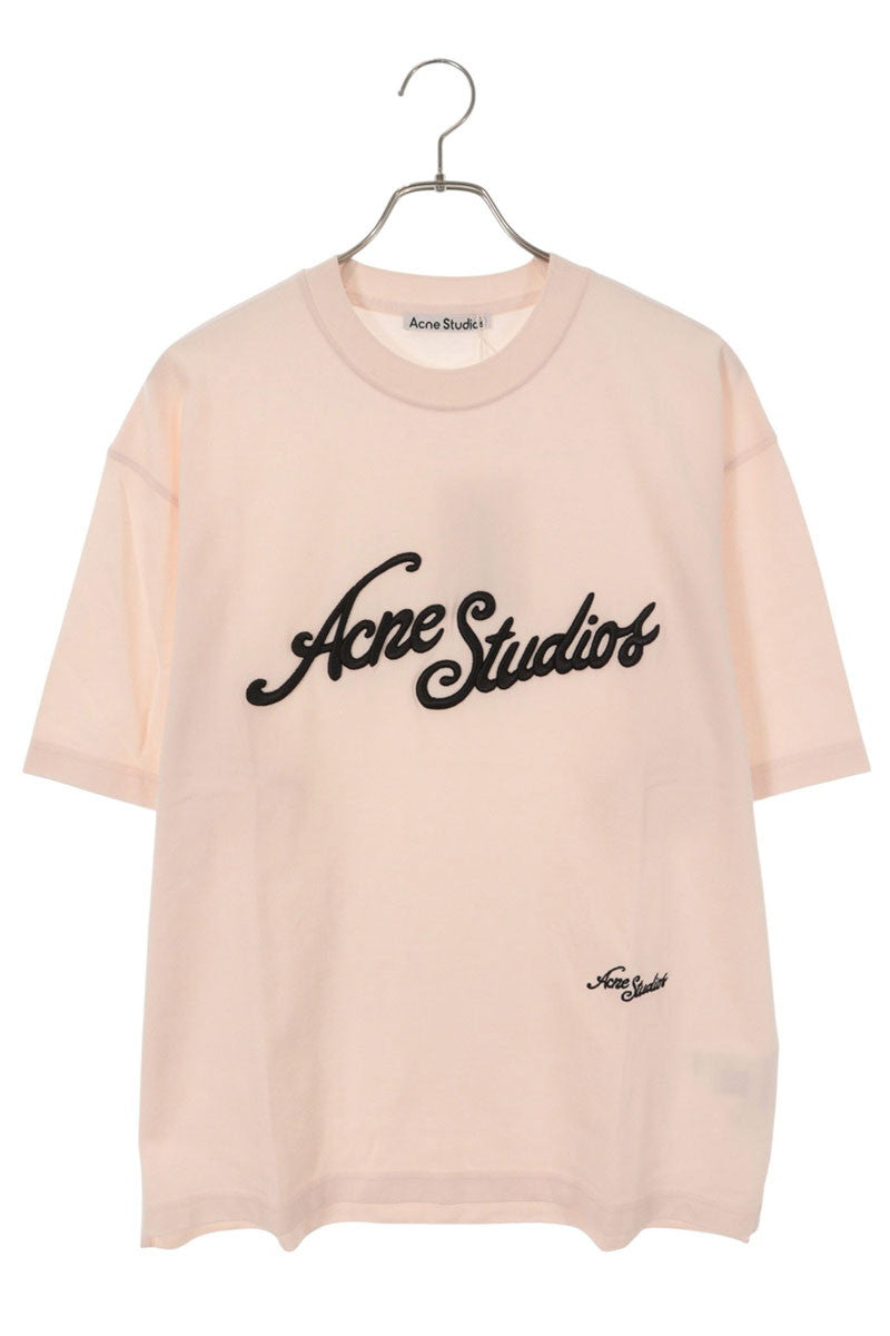 ACNE STUDIOS 26SS Logo Embroidered T-Shirt Pink Size S
