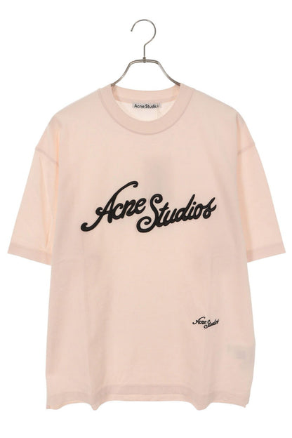 ACNE STUDIOS 26SS Logo Embroidered T-Shirt Pink Size S