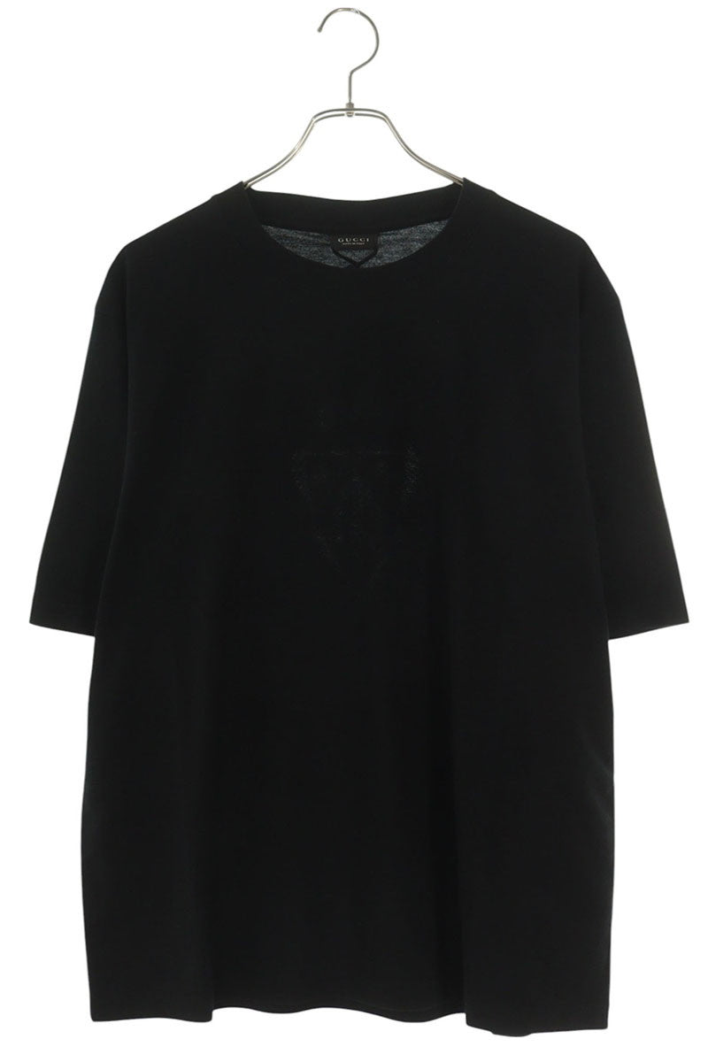GUCCI 26SS Cotton Blend Emblem Print T-Shirt Black Size XL