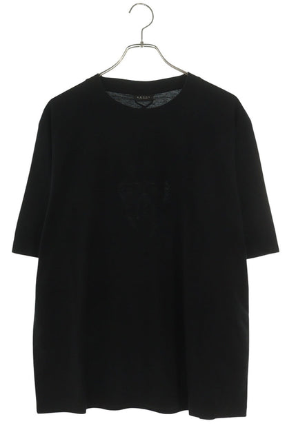 GUCCI 26SS Cotton Blend Emblem Print T-Shirt Black Size XL