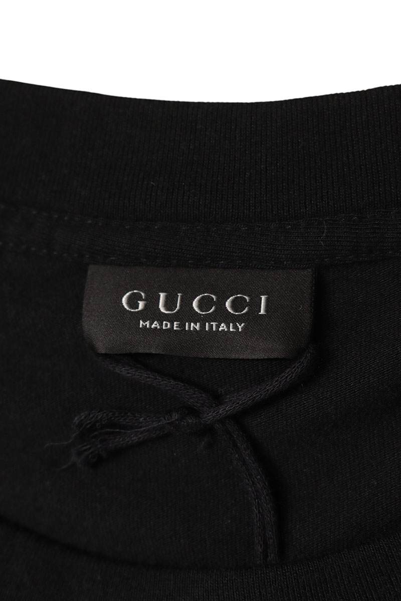 GUCCI 26SS Cotton Blend Emblem Print T-Shirt Black Size XL