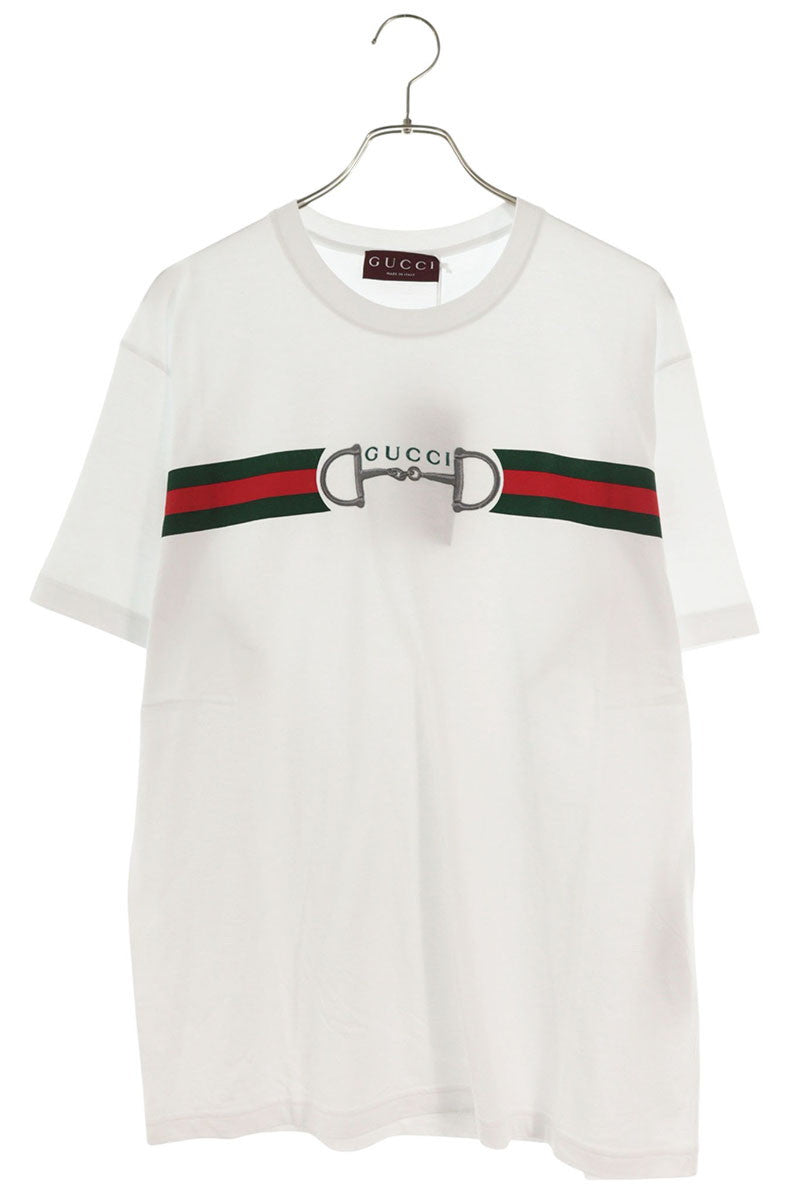 GUCCI 26SS Logo Horsebit T-Shirt White Cotton Size L