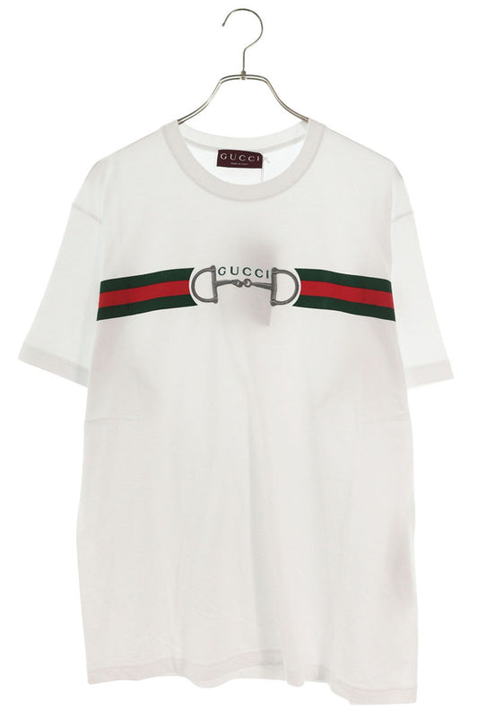 GUCCI 26SS Logo Horsebit T-Shirt White Cotton Size L