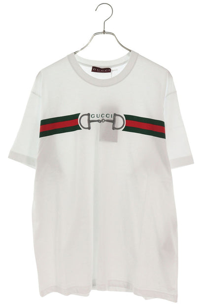 GUCCI 26SS Logo Horsebit T-Shirt White Cotton Size L