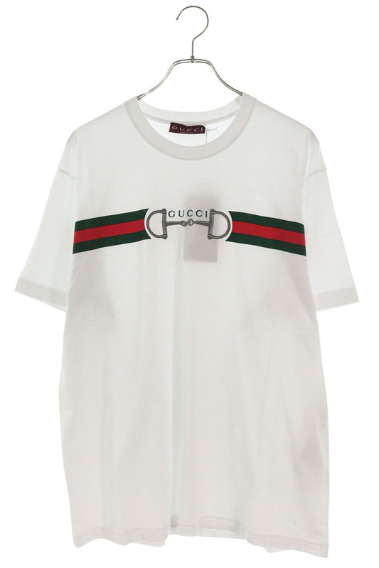 GUCCI 26SS Logo Horsebit T-Shirt White Cotton Size L