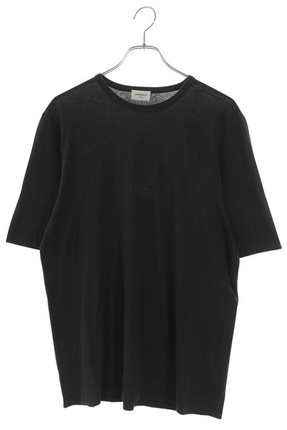 SAINT LAURENT PARIS Logo Embroidered T-Shirt Black Size M