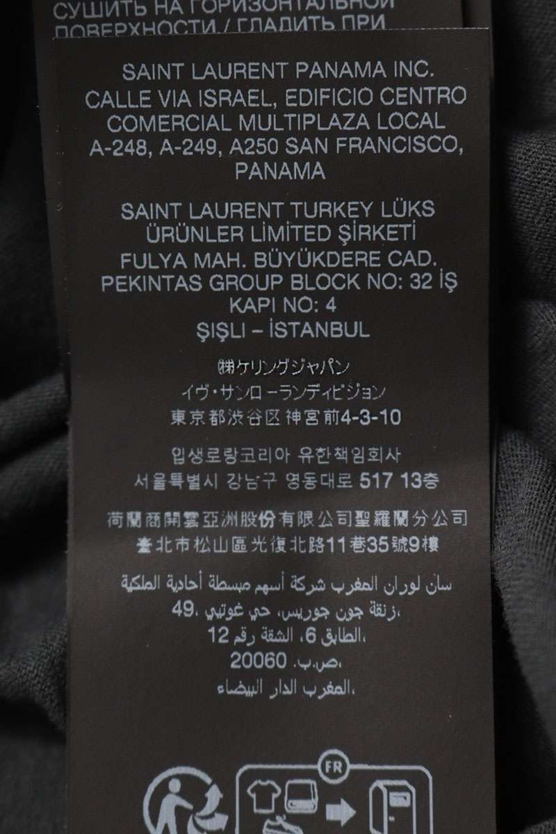 SAINT LAURENT PARIS Logo Embroidered T-Shirt Black Size XL