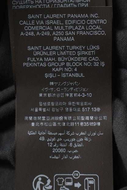 SAINT LAURENT PARIS Logo Embroidered T-Shirt Black Size XL