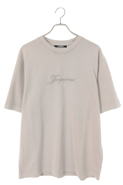 JACQUEMUS 26SS Cotton Logo Embroidered T-Shirt Gray Size XL