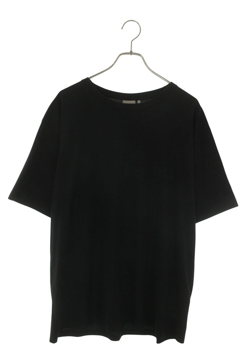 DIOR 26SS Cotton Logo Embroidered T-Shirt Black Size XL