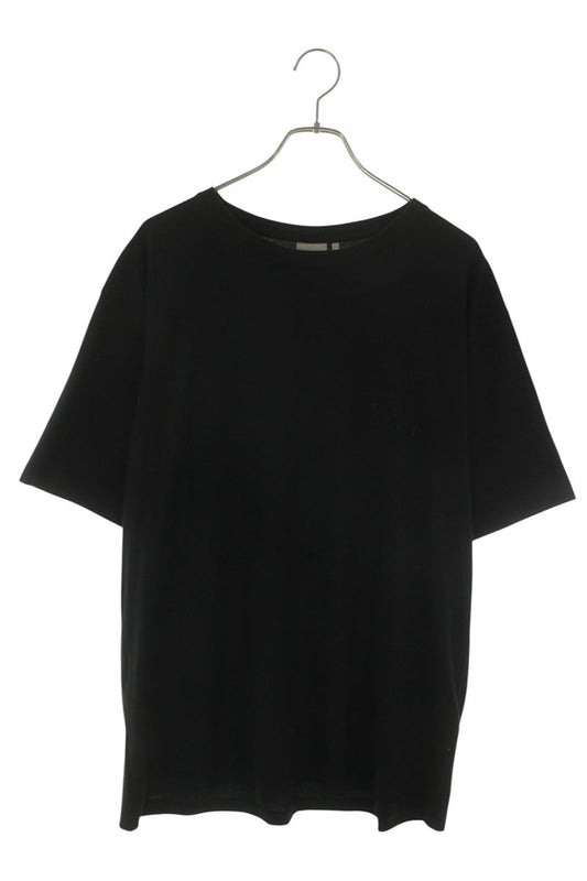 DIOR 26SS Cotton Logo Embroidered T-Shirt Black Size XL