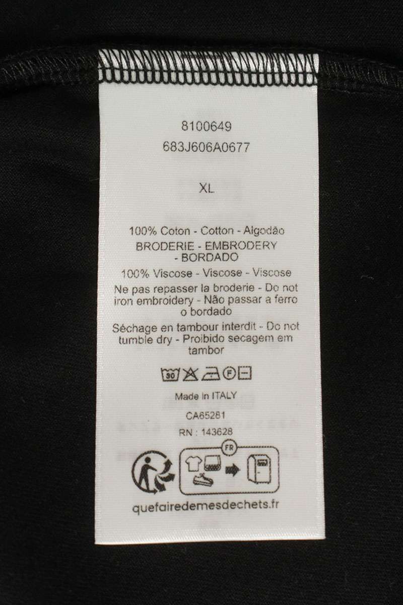 DIOR 26SS Cotton Logo Embroidered T-Shirt Black Size XL