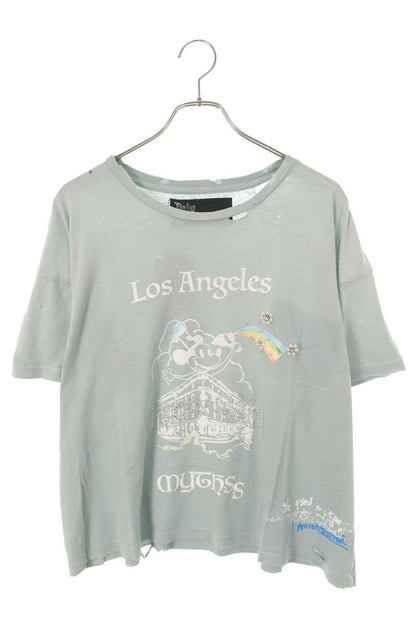 Paly Hollywood 26SS Distressed Graphic T-Shirt Green Size S