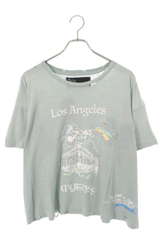 Paly Hollywood 26SS Distressed Graphic T-Shirt Green Size S