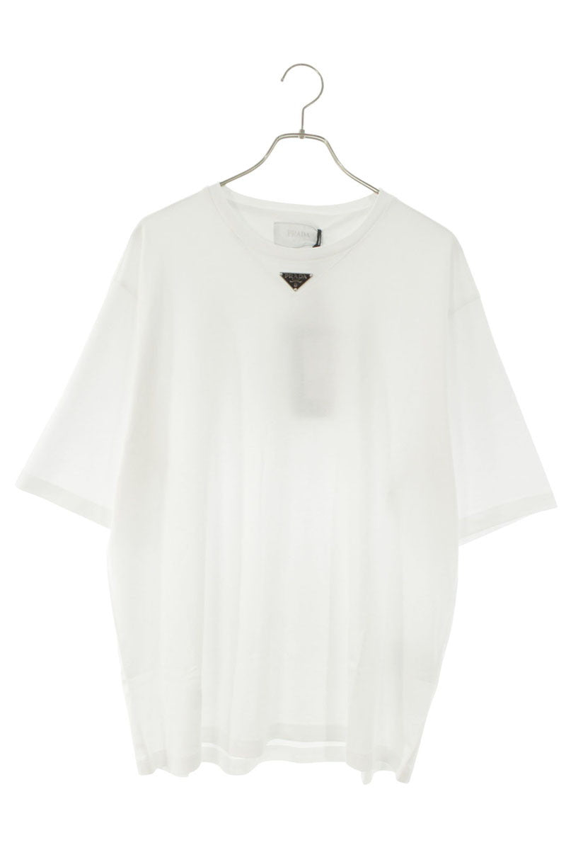 PRADA 26SS Triangle Plate T-Shirt White Cotton Size L