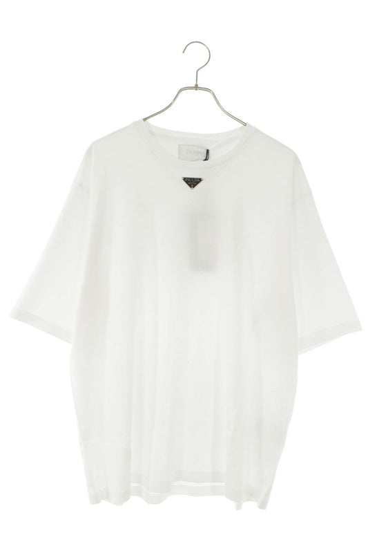 PRADA 26SS Triangle Plate T-Shirt White Cotton Size L