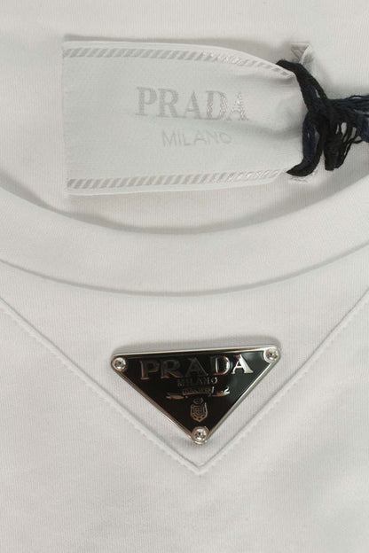 PRADA 26SS Triangle Plate T-Shirt White Cotton Size L