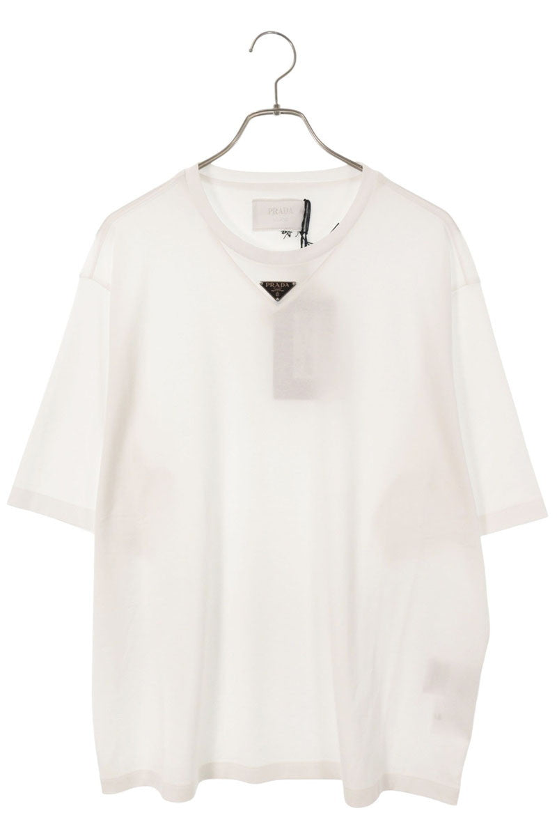 PRADA 26SS Triangle Plate T-Shirt White Cotton Size L