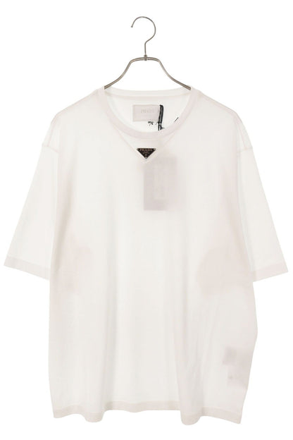 PRADA 26SS Triangle Plate T-Shirt White Cotton Size L