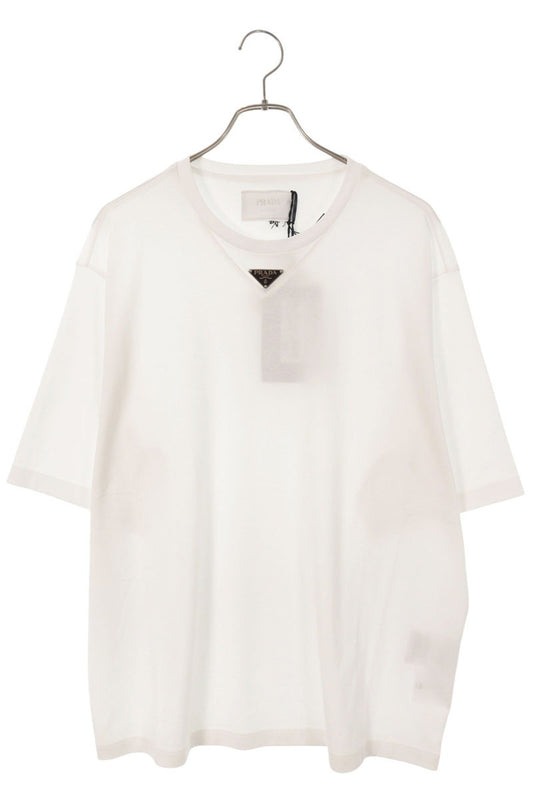 PRADA 26SS Triangle Plate T-Shirt White Cotton Size L