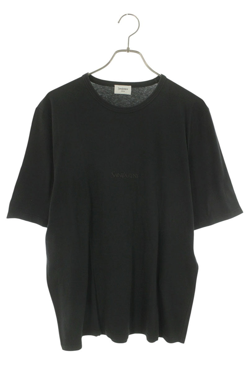 SAINT LAURENT PARIS Logo Embroidered T-Shirt Black Size L