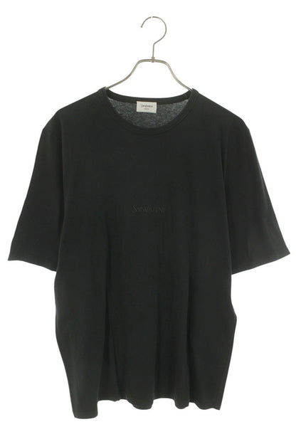 SAINT LAURENT PARIS Logo Embroidered T-Shirt Black Size L