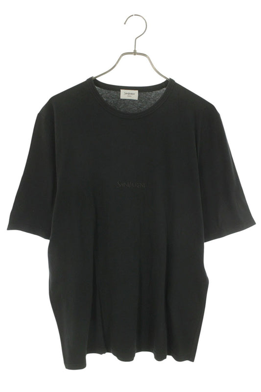 SAINT LAURENT PARIS Logo Embroidered T-Shirt Black Size L
