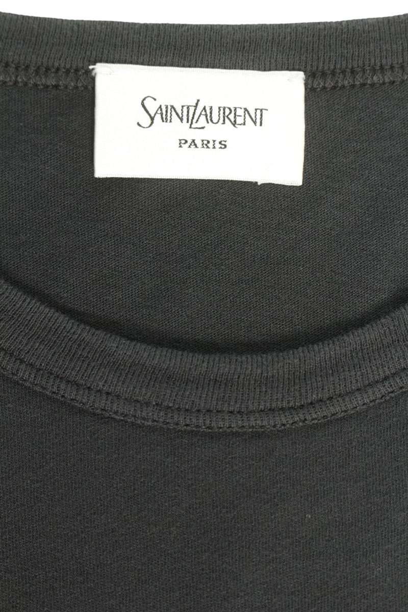 SAINT LAURENT PARIS Logo Embroidered T-Shirt Black Size L