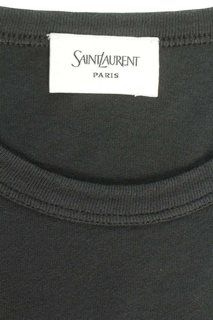 SAINT LAURENT PARIS Logo Embroidered T-Shirt Black Size L