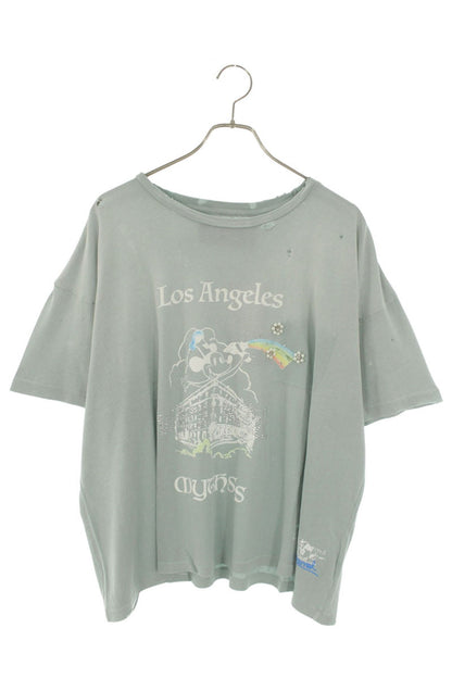 Paly Hollywood 26SS Distressed Graphic T-Shirt Gray Size L