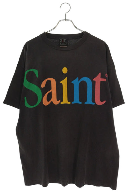 SAINT MICHAEL SS24 Vintage Logo Cotton Black T-Shirt Size XL