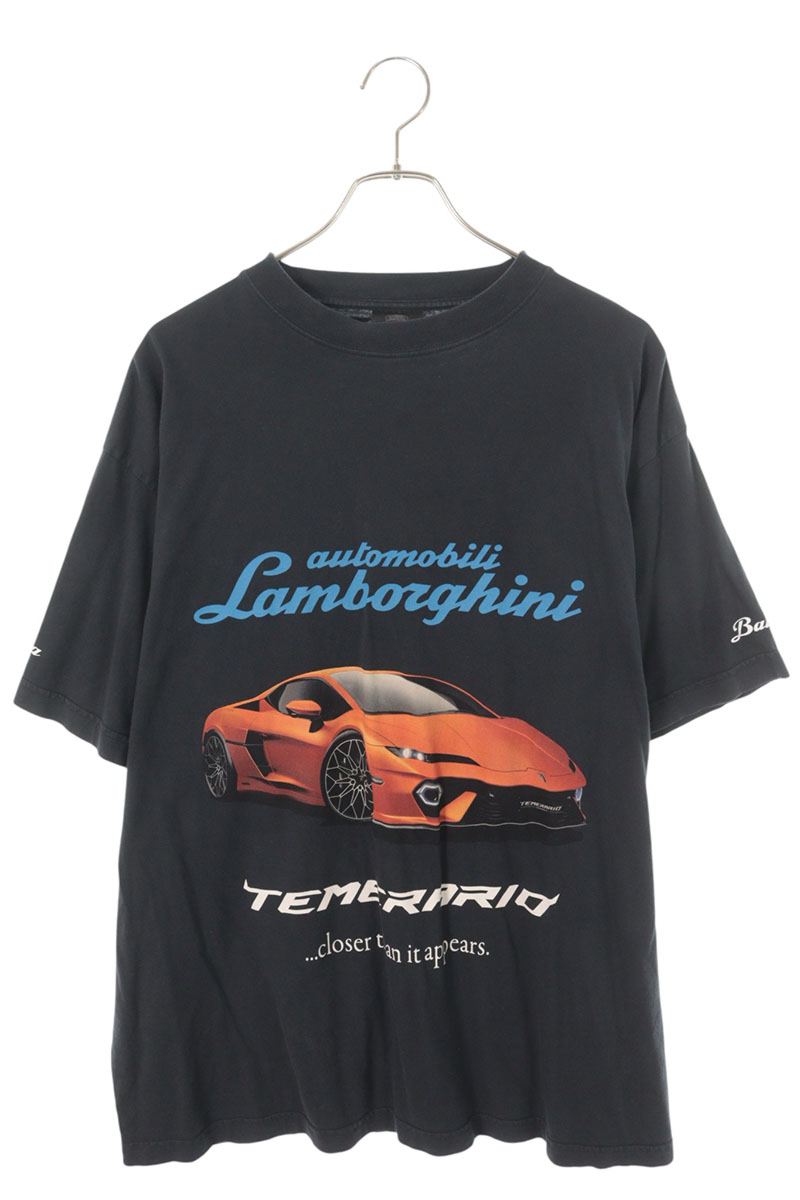 BALENCIAGA Logo Car Print Oversized T-Shirt Black Size XS