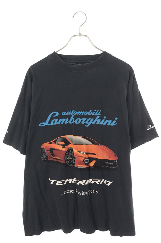BALENCIAGA Logo Car Print Oversized T-Shirt Black Size XS