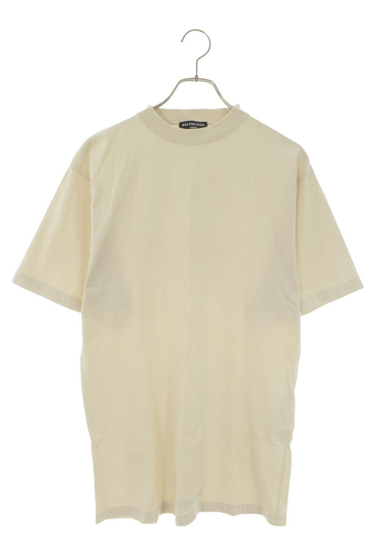 BALENCIAGA Back Hem Logo Embroidered T-Shirt Beige Size 1