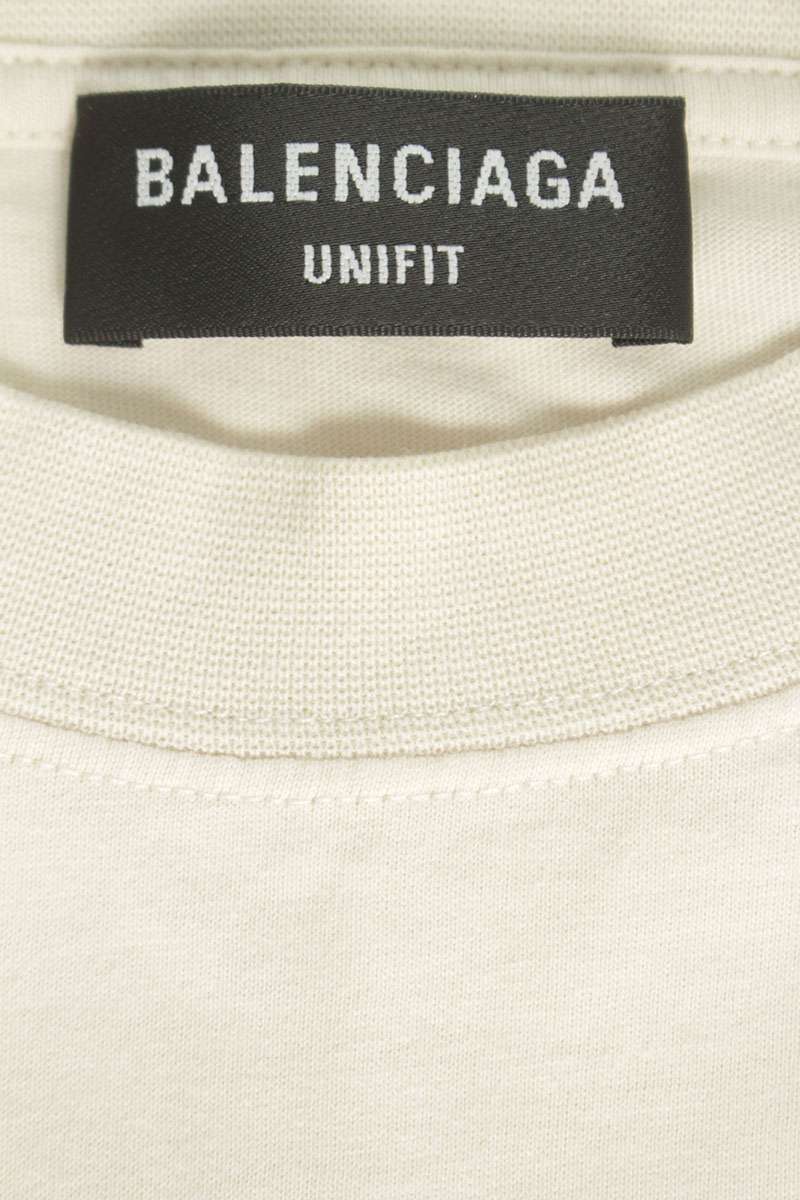BALENCIAGA Back Hem Logo Embroidered T-Shirt Beige Size 1