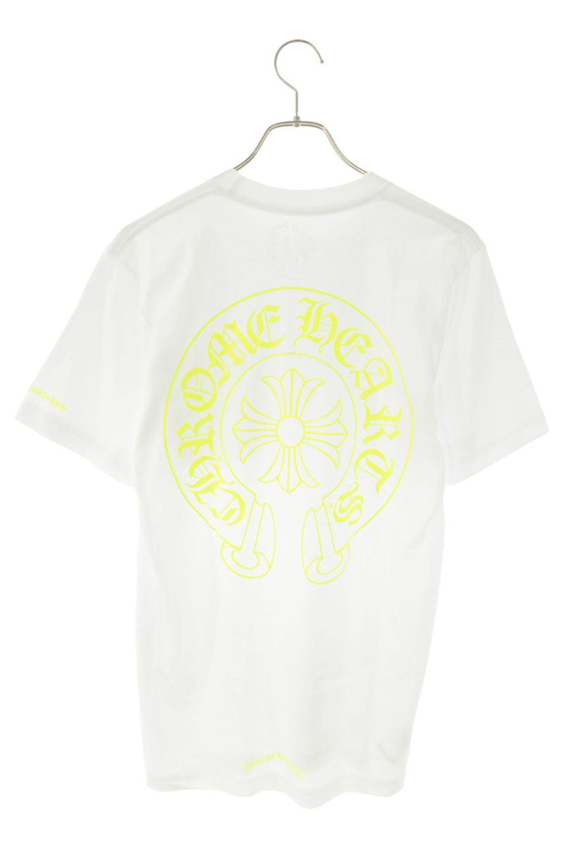 Chrome Hearts Horseshoe Print T-Shirt White Yellow Size S