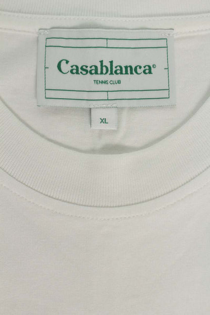 CASABLANCA Tennis Print T-Shirt White Cotton Size XL
