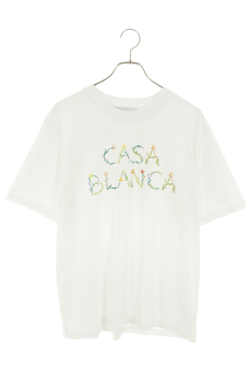 CASABLANCA Logo Print T-Shirt White Cotton Size XL