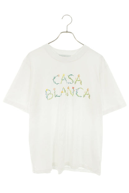 CASABLANCA Logo Print T-Shirt White Cotton Size XL