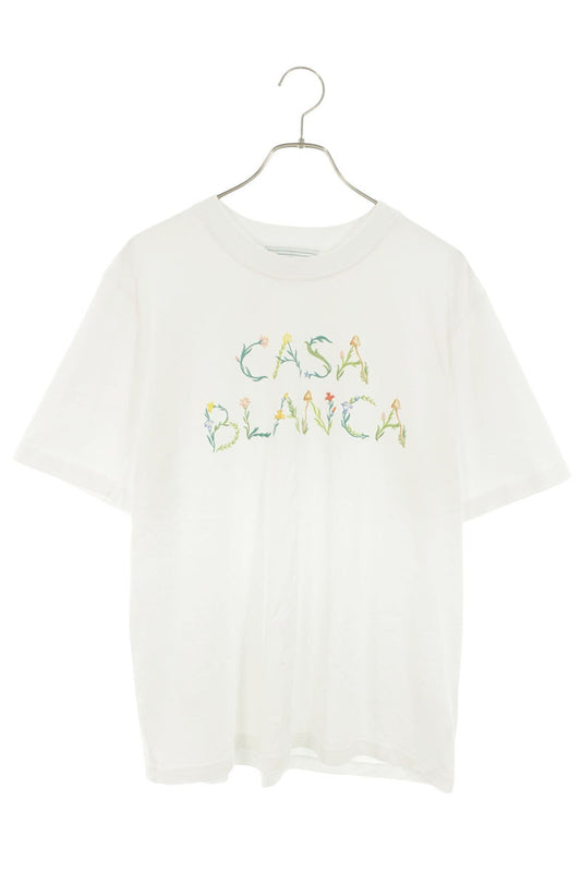 CASABLANCA Logo Print T-Shirt White Cotton Size XL