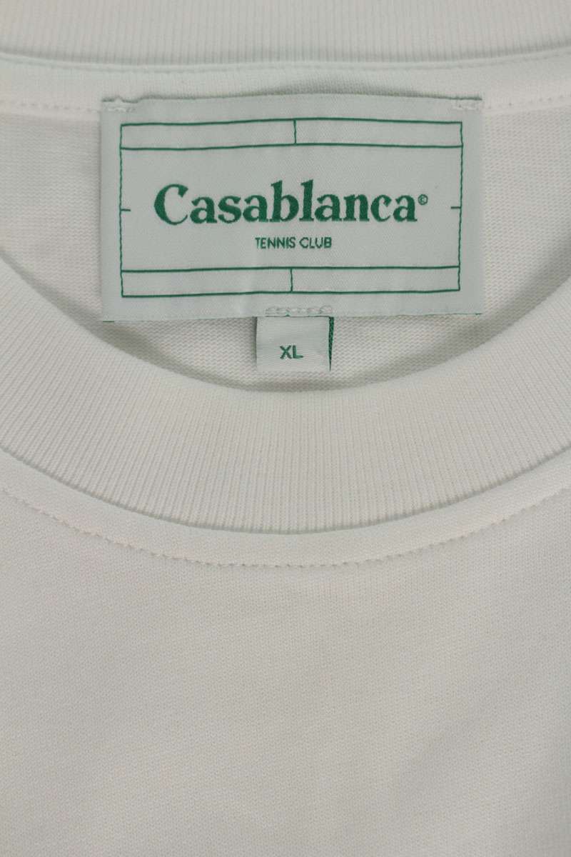 CASABLANCA Logo Print T-Shirt White Cotton Size XL