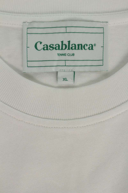 CASABLANCA Logo Print T-Shirt White Cotton Size XL